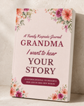 Grandma, I Want to Hear Your Story guided memory journal — floral dusty-peony softcover front, a keepsake gift for grandmother