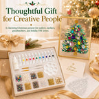 🔥 LAST DAY 49% OFF – 🎄 DIY Jeweled Christmas Tree Art Kit | Colorful Gems, Pearls, Paints & Gold-Tone Floating Display Frame 💎✨