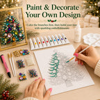 🔥 LAST DAY 49% OFF – 🎄 DIY Jeweled Christmas Tree Art Kit | Colorful Gems, Pearls, Paints & Gold-Tone Floating Display Frame 💎✨