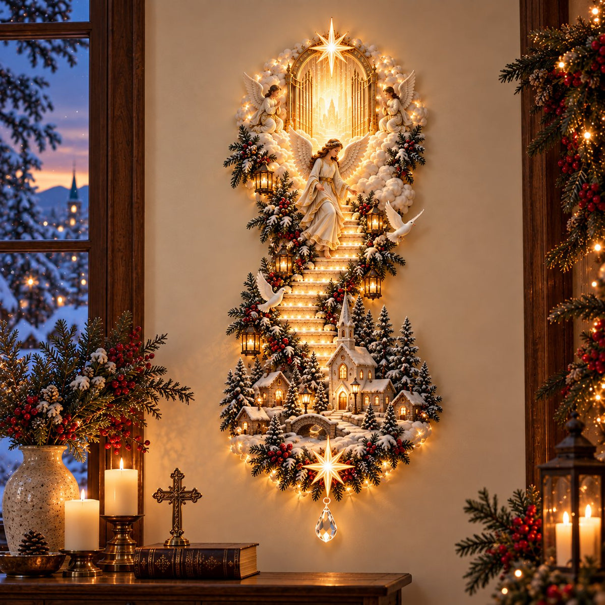 Angel Stairway Christmas Wall Hanging