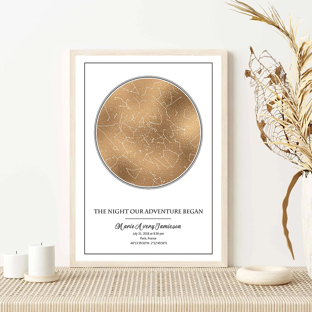 Personalized star map birth date gift