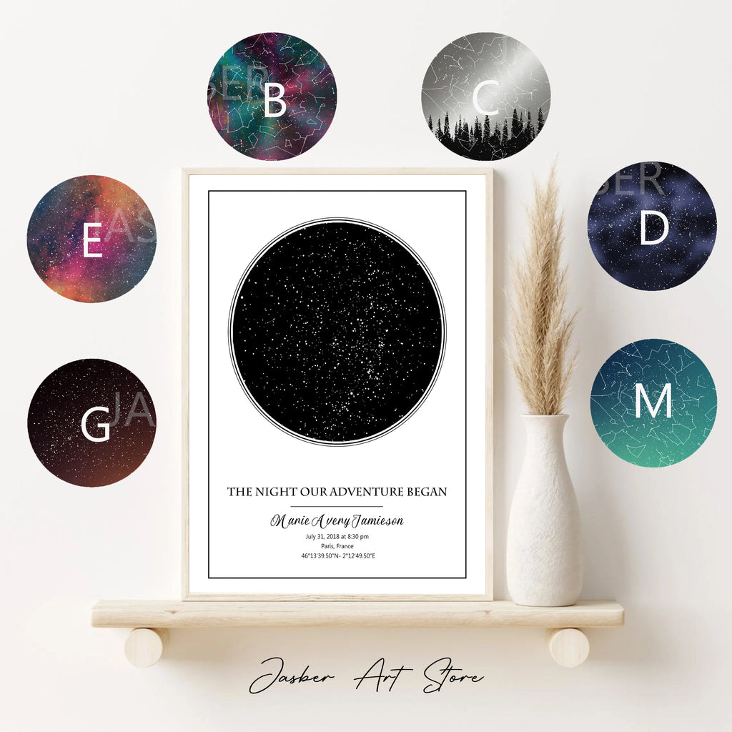 Custom star map baby birth night sky poster