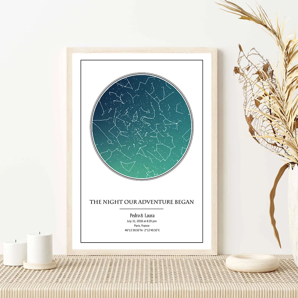 Night sky star map canvas baby