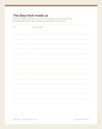 The days that made us page, for dates beyond birthdays such as weddings and the day a grandchild arrived