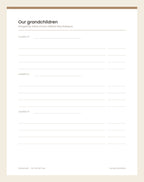 The grandchildren page, grouped under whichever of your children they belong to