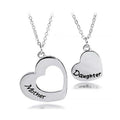 Mother daughter matching heart necklace set