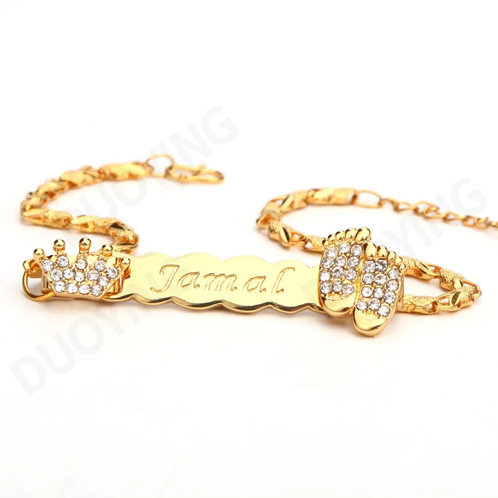 Custom baby name bracelet with footprint charm