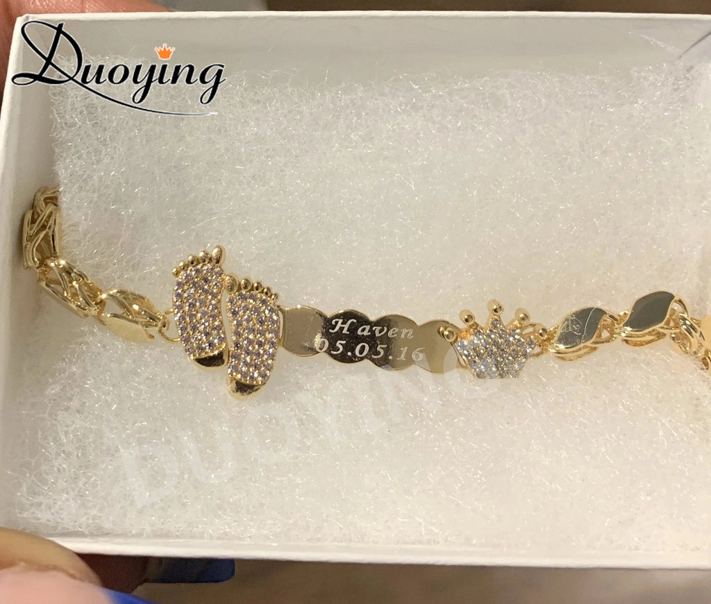 Personalized name bracelet with birthstone