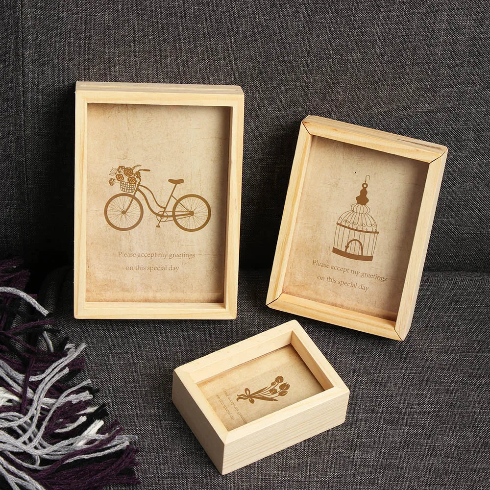 Vintage wooden photo frame multi opening home decor family gift