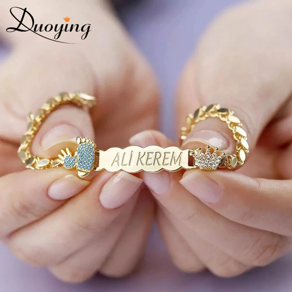 Baby footprint charm bracelet gift box