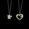 Puzzle heart matching necklace set siblings bond gift