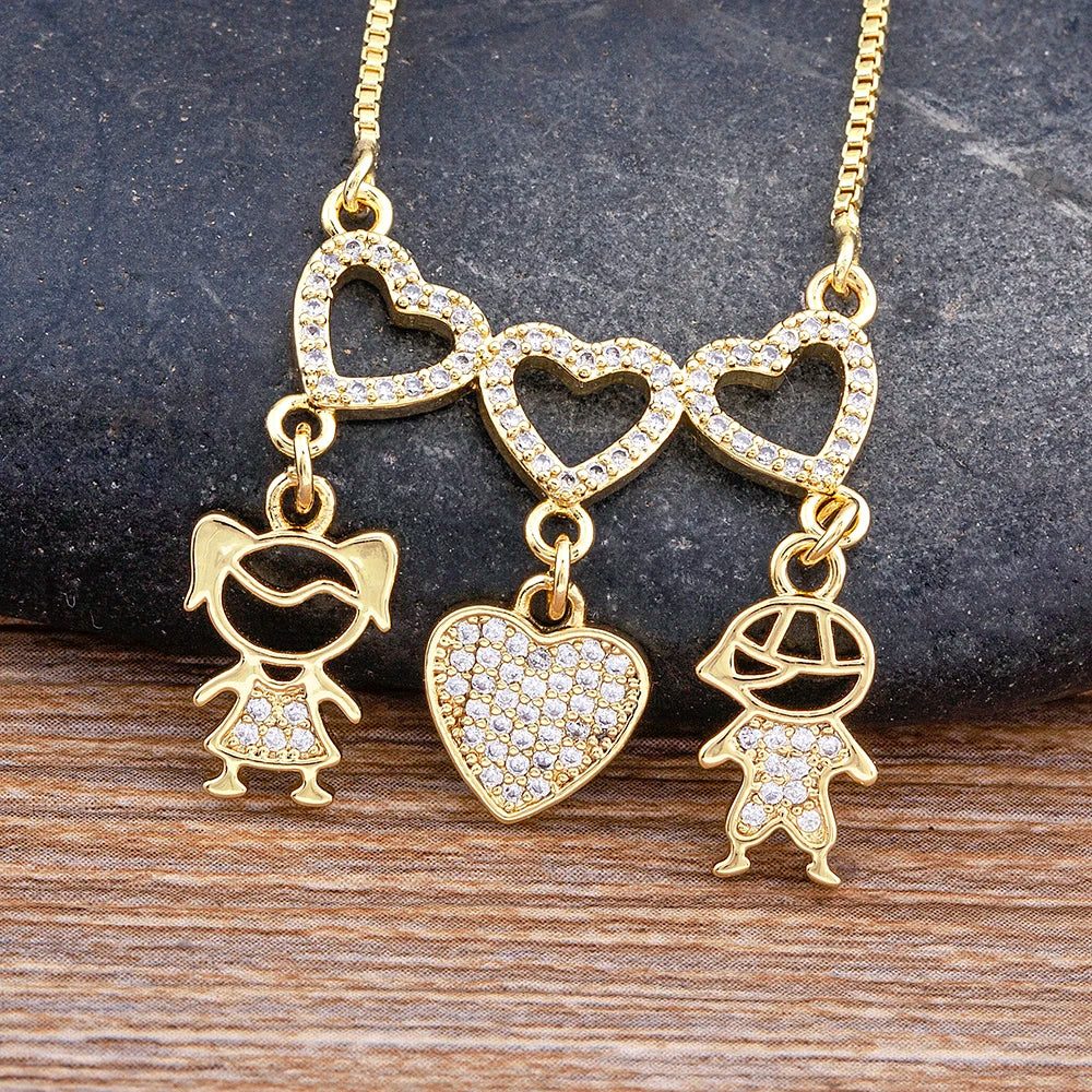 Father daughter heart pendant necklace