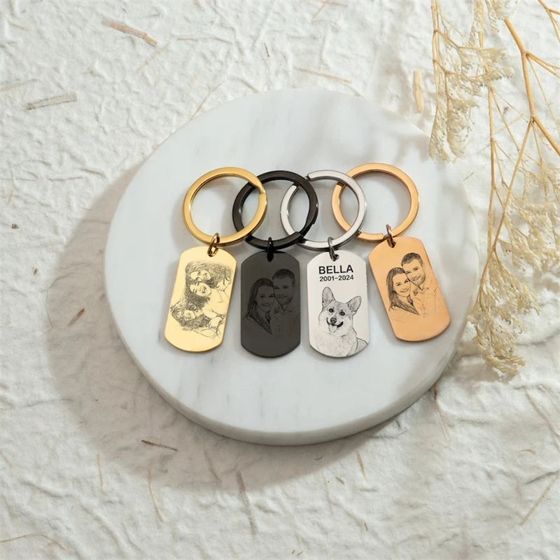 Personalized laser engraved military keychain