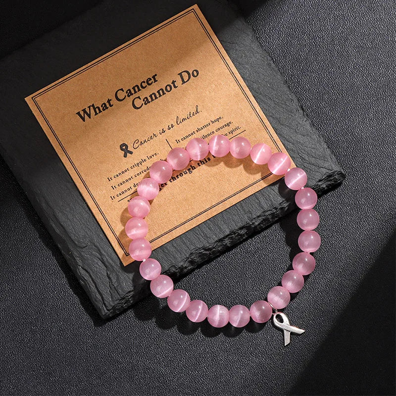 Cancer Warrior Pink Ribbon Bracelet - front view