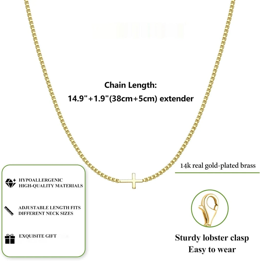 Faith Over Fear Gold Cross Necklace - gift box