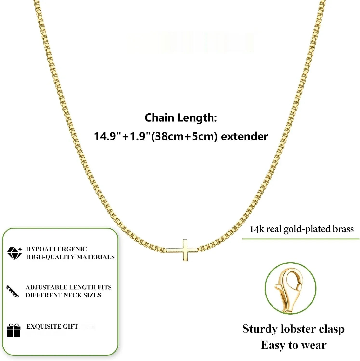 Faith Over Fear Gold Cross Necklace - gift box