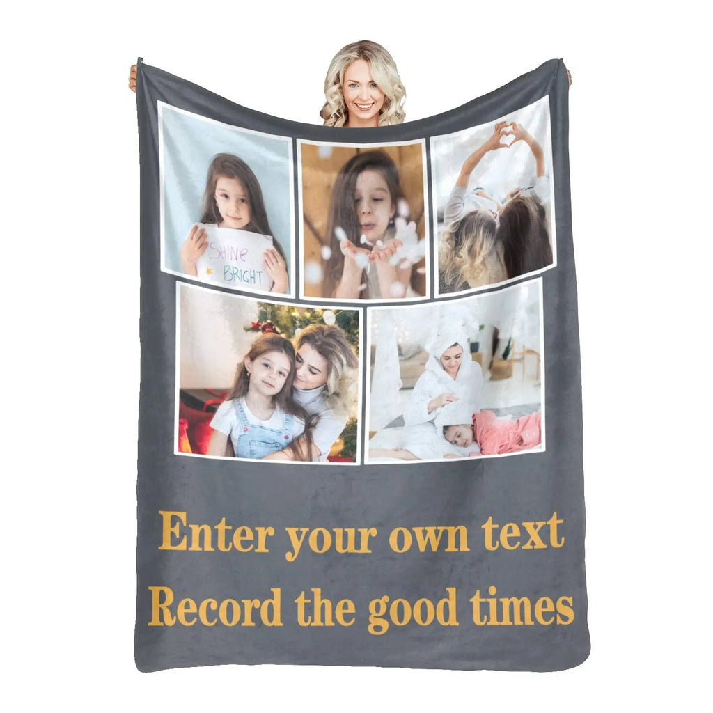 Personalized photo blanket soft warm family photos