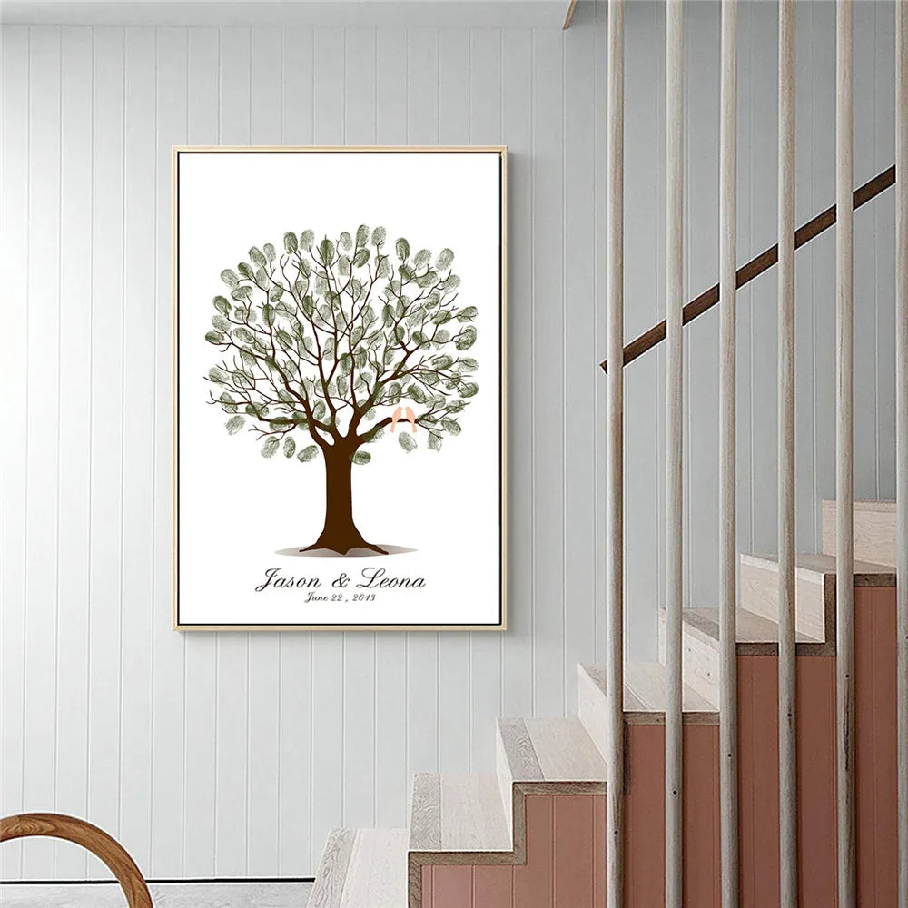Personalized fingerprint family tree canvas