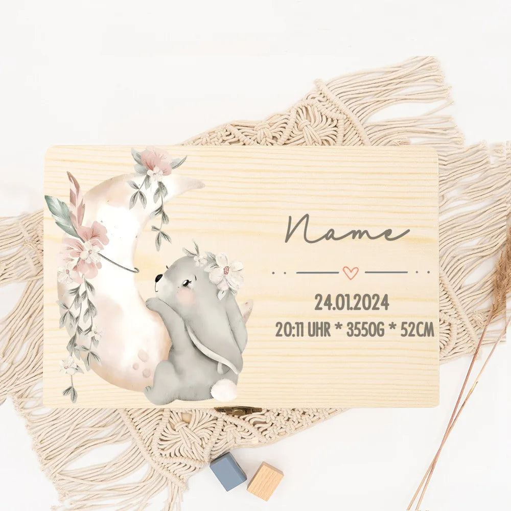 Engraved baby name keepsake memory box