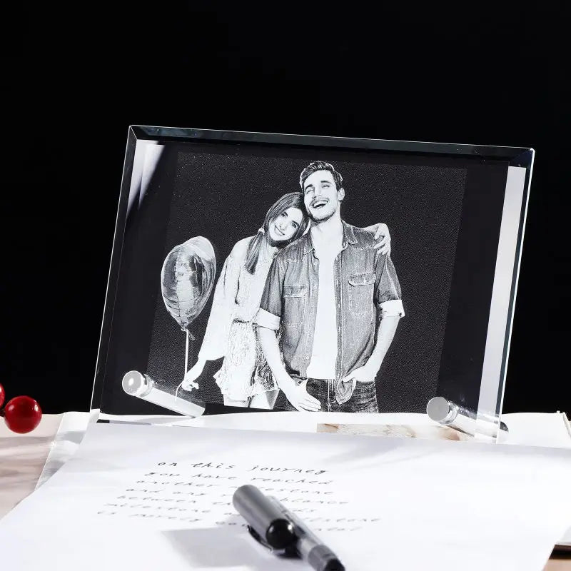 Laser engraved crystal frame home decor