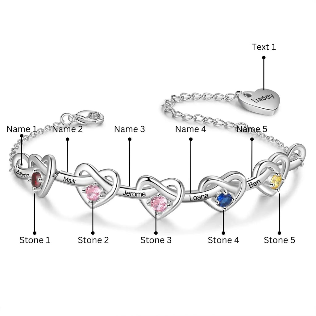 Personalized heart charm bracelet