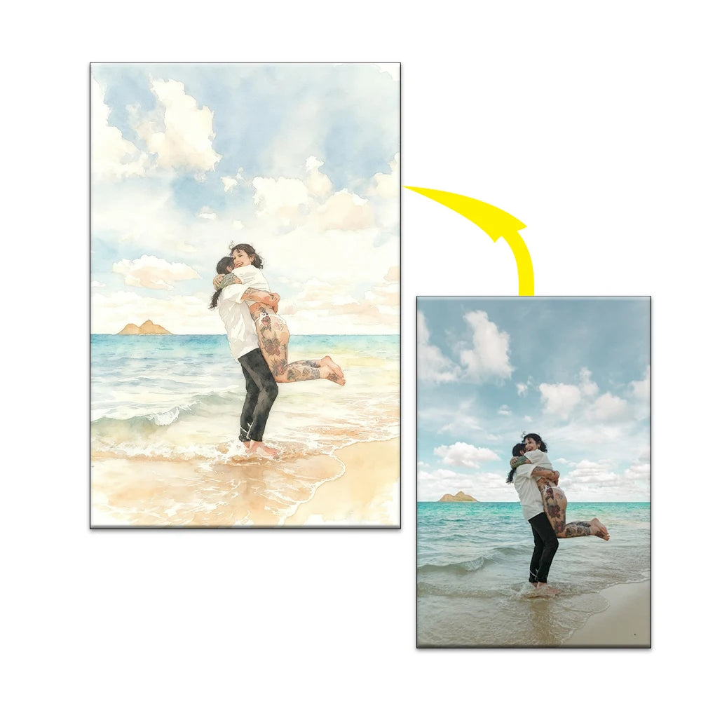 Custom couple portrait painting memorial gift