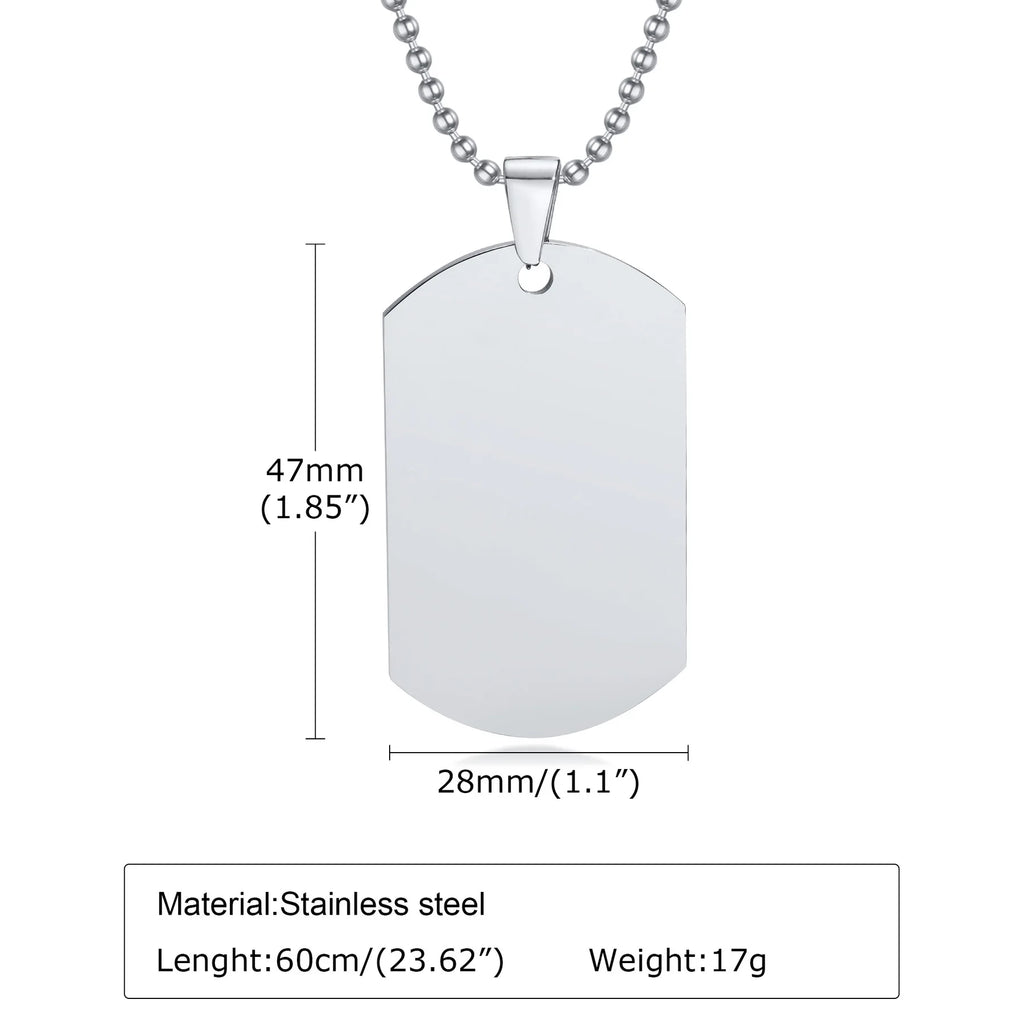 Dog tag pendant necklace personalized