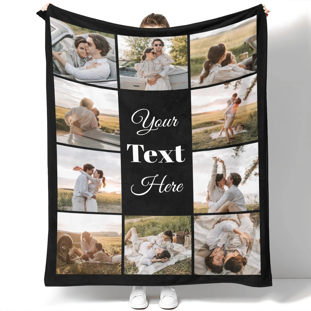 Custom photo blanket for grandparents personalized family gift