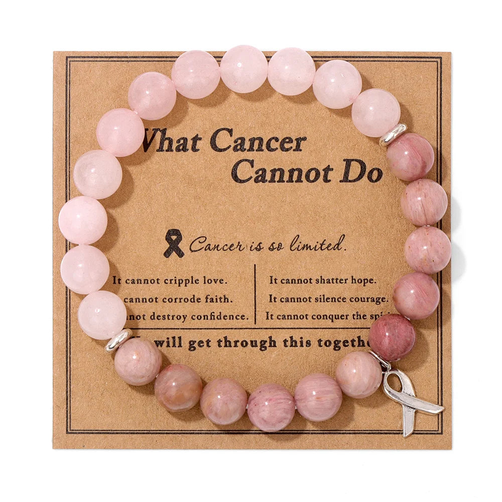 Cancer Warrior Pink Ribbon Bracelet - worn on wrist
