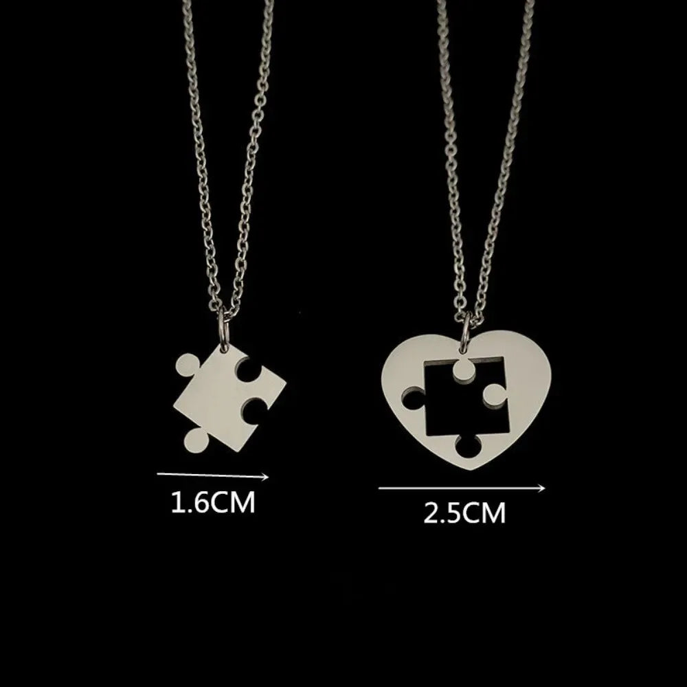 Puzzle pendant necklace set two pieces unbreakable bond gift