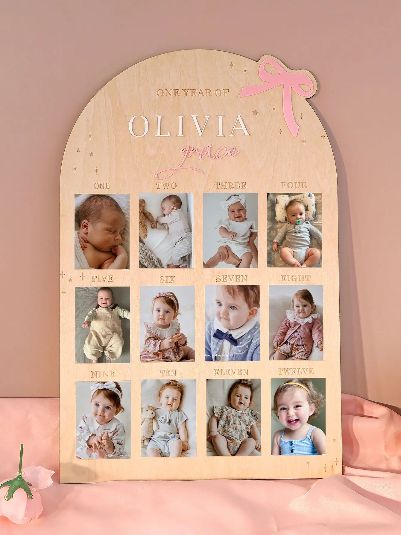 Personalized baby photo frame wooden