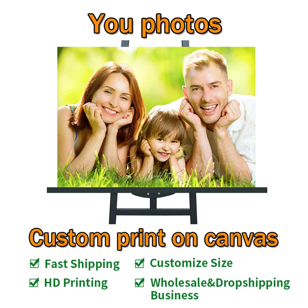 Custom family photo canvas print wall art