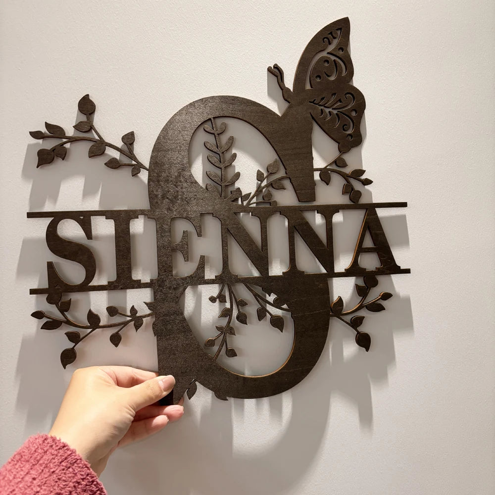 Wood name sign wall hanging decor