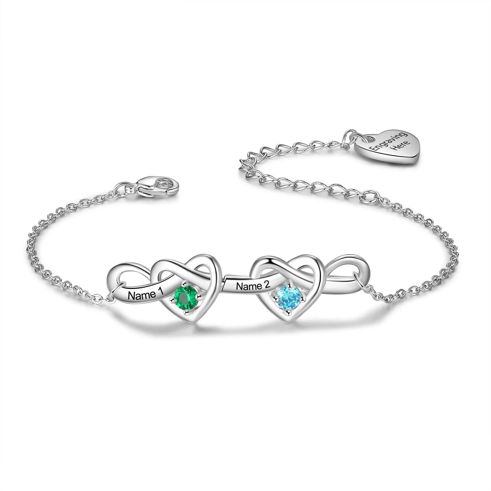 Mom birthstone charm bracelet gift