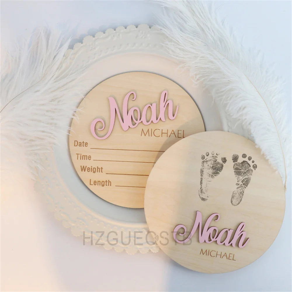 Custom baby birth announcement wooden sign