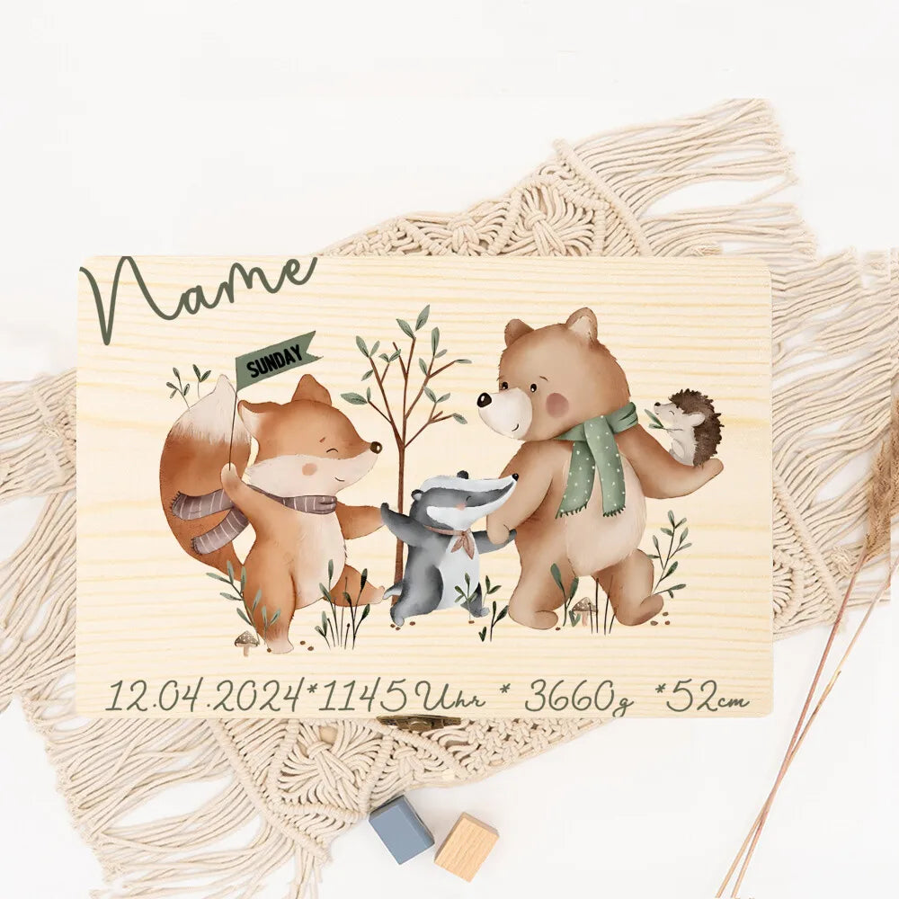 Baby first birth memory box personalized