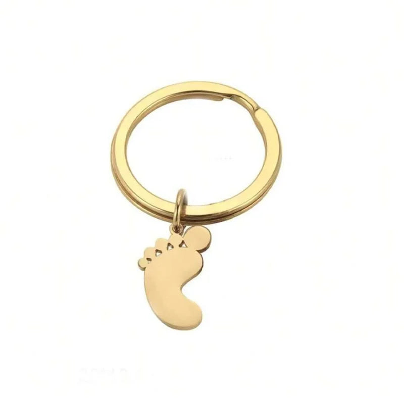 Personalized footprint keychain gold silver