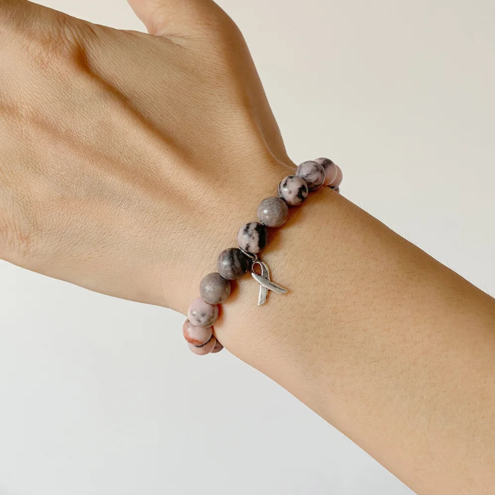 Cancer Warrior Pink Ribbon Bracelet - close up