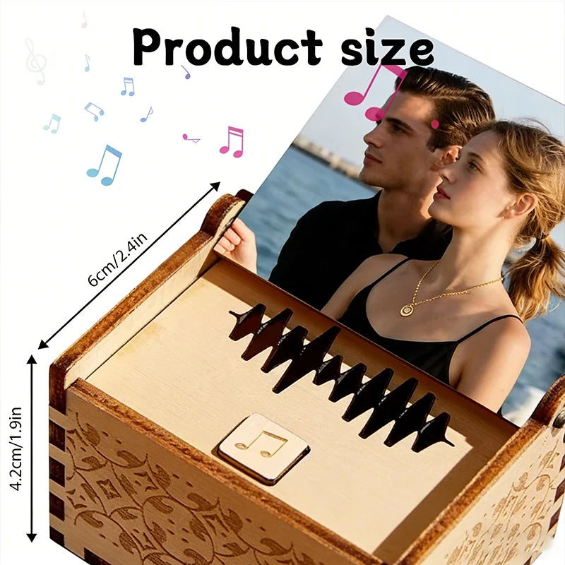 Engraved wooden music box