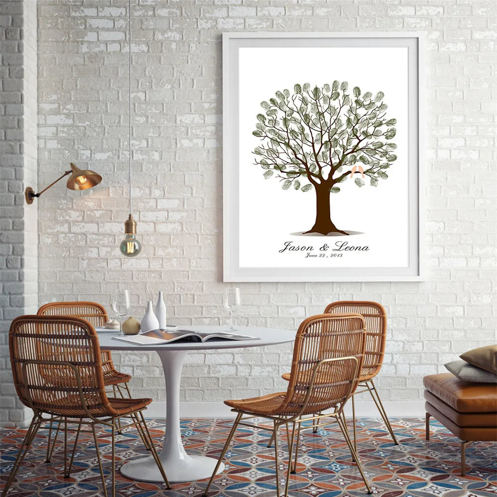 Family fingerprint tree canvas print