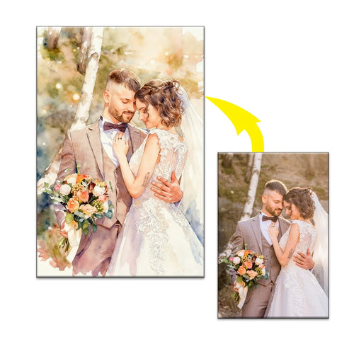 Custom watercolor couple portrait canvas