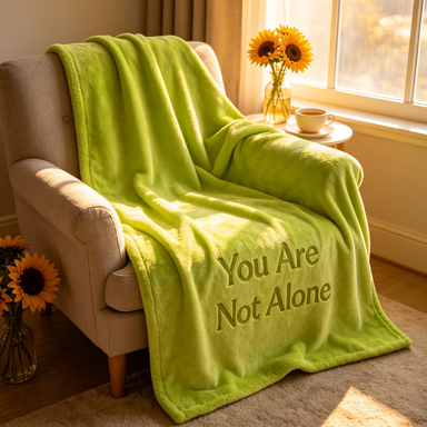 You Are Not Alone comfort throw blanket on armchair lifestyle