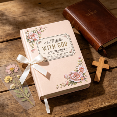 Daily devotional book gift with ribbon Bible and cross