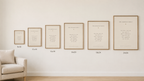 Six sizes compared on one wall: 8x10, 11x14, 12x18, 16x20, 18x24 and 24x36 inches