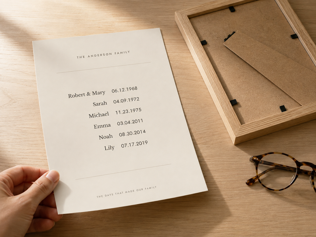 Unframed Ledger print on a table showing the heavy matte paper. Frame not included