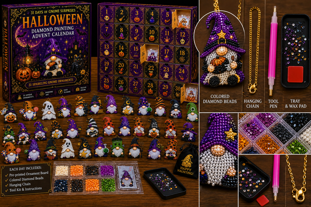 🎃✨ 31 Days of Gnome Surprises Halloween Diamond Painting Advent Calendar