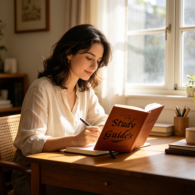 Woman writing in prayer and gratitude journal by window