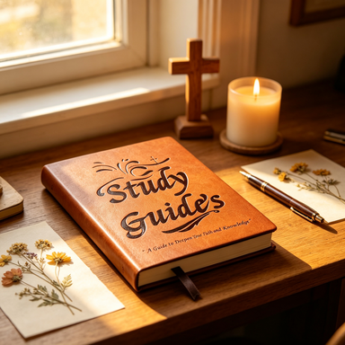 Prayer and gratitude journal on wooden desk with cross and candle